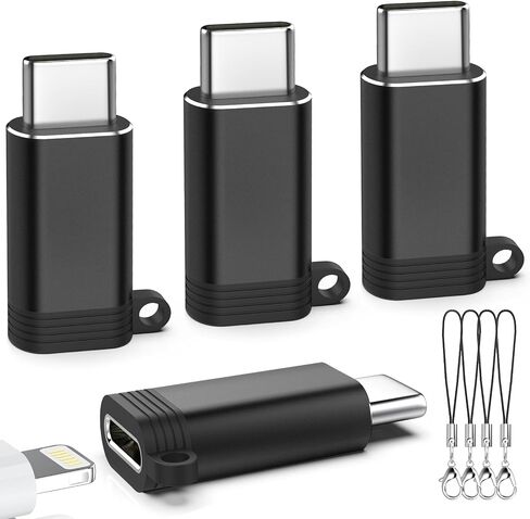 TiMOVO Adapter for Lightning to USB C Adapter,4 Pack Adapter for Lightning Female to USB C Male Adapter for iPhone 15/16 Pro Max Plus,iPad Pro/Air, Fast Charging/Data Transfer, Not for Audio/OTG-Black in Saudi Arabia