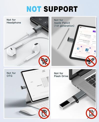 TiMOVO Adapter for Lightning to USB C Adapter,4 Pack Adapter for Lightning Female to USB C Male Adapter for iPhone 15/16 Pro Max Plus,iPad Pro/Air, Fast Charging/Data Transfer, Not for Audio/OTG-Black in Saudi Arabia