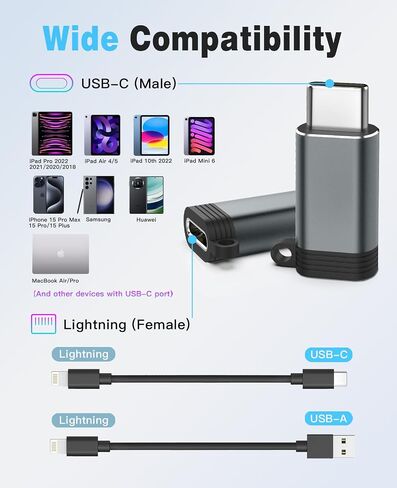TiMOVO Adapter for Lightning to USB C Adapter,4 Pack Adapter for Lightning Female to USB C Male Adapter for iPhone 15/16 Pro Max Plus,iPad Pro/Air, Fast Charging/Data Transfer, Not for Audio/OTG-Black in Saudi Arabia