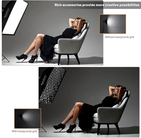 GODOX 23.6''x23.6''/60x60cm Bowens Mount Softbox with HoneyComb Grid LED Studio Video Light - Soft Light Effect, Suitable for Studio Photography in Saudi Arabia