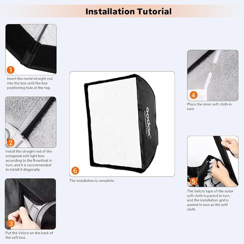 GODOX 23.6''x23.6''/60x60cm Bowens Mount Softbox with HoneyComb Grid LED Studio Video Light - Soft Light Effect, Suitable for Studio Photography in Saudi Arabia