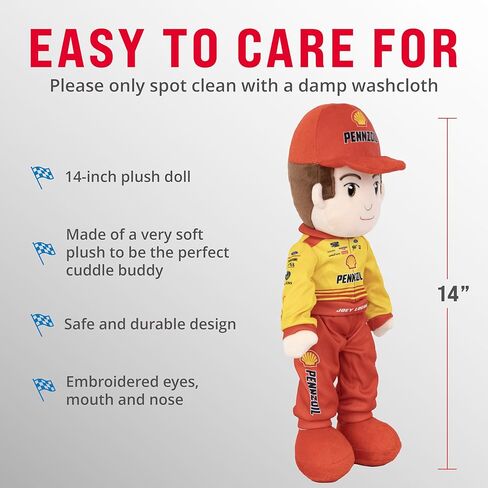 Playtime من Eimmie NASCAR Collectible، شخصية Team Penske Ryan Blaney (Menards) القطيفة، دمية خرقة مقاس 14 بوصة - دمية طفل - مواد عالية الجودة، دمية لجميع الأعمار in Kuwait