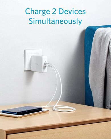 Anker PowerCore Fusion III PIQ 3.0، شاحن USB-C بقوة 18 وات 2 في 1 مع شاحن حائط لتوصيل الطاقة لأجهزة iPhone12 و12Mini و11 وiPad وSamsung وPixel والمزيد in Saudi Arabia