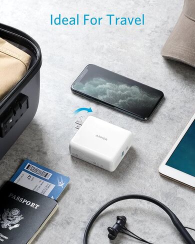 Anker PowerCore Fusion III PIQ 3.0، شاحن USB-C بقوة 18 وات 2 في 1 مع شاحن حائط لتوصيل الطاقة لأجهزة iPhone12 و12Mini و11 وiPad وSamsung وPixel والمزيد in Saudi Arabia