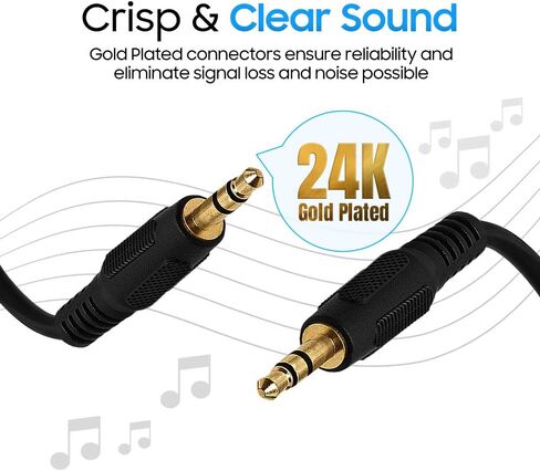 Cmple - 3.5mm Aux Male to Male Audio Cable for Stereo Speaker with Gold-Plated Plugs Male to Male Jack Auxiliary Cord Adapter for Car, Phone, Headphones - 3 Feet, Black in Saudi Arabia