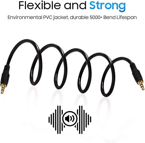 Cmple - 3.5mm Aux Male to Male Audio Cable for Stereo Speaker with Gold-Plated Plugs Male to Male Jack Auxiliary Cord Adapter for Car, Phone, Headphones - 3 Feet, Black in Saudi Arabia