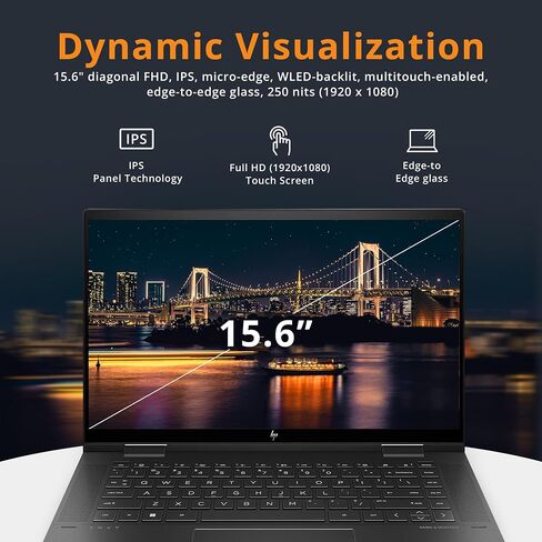 كمبيوتر محمول HP Envy x360 2 في 1، شاشة لمس 15.6 بوصة FHD، AMD Ryzen 7 5825U، ذاكرة الوصول العشوائي DDR4 سعة 32 جيجابايت، 1 تيرابايت PCIe SSD، رسومات AMD Radeon، لوحة مفاتيح بإضاءة خلفية، Wi-Fi 6، Windows 11، أسود (متجدد) in Saudi Arabia