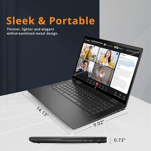 كمبيوتر محمول HP Envy x360 2 في 1، شاشة لمس 15.6 بوصة FHD، AMD Ryzen 7 5825U، ذاكرة الوصول العشوائي DDR4 سعة 32 جيجابايت، 1 تيرابايت PCIe SSD، رسومات AMD Radeon، لوحة مفاتيح بإضاءة خلفية، Wi-Fi 6، Windows 11، أسود (متجدد) in Saudi Arabia