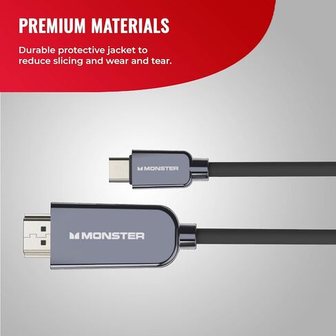 Monster USB Type-C Plug to HDMI to 4K HDMI Plug Cable, 5.9FT in Kuwait
