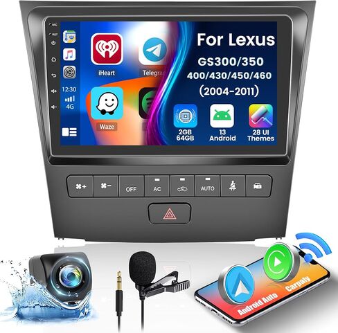 Fuluku[2+64G] لسيارة Lexus GS GS300/350/400/430/450/460 2004-2011 Android 13 ستيريو سيارة مع تشغيل لاسلكي للسيارة Android Auto Mirror Link، راديو بشاشة لمس 9 بوصات WiFi/GPS/FM in Saudi Arabia