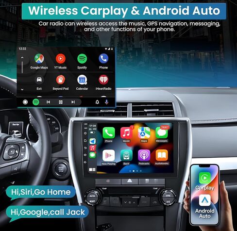 8 Core [6G+128G] ستيريو راديو السيارة لسيارة Toyota Camry 2015 2016 2017-10 بوصة 1280 * 800 شاشة لمس مع Carplay لاسلكي وAndroid Auto مدمج 5G WiFi Bluetooth GPS FM SWC كاميرا احتياطية in Kuwait