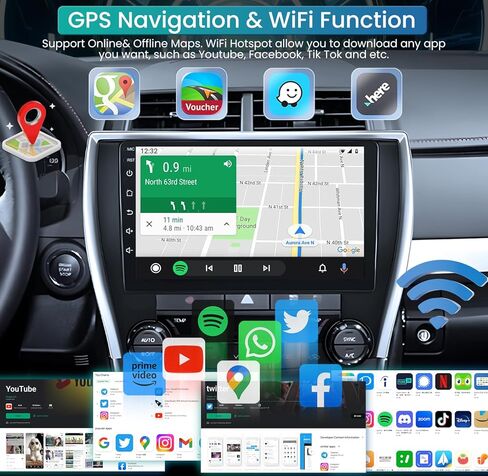 8 Core [6G+128G] ستيريو راديو السيارة لسيارة Toyota Camry 2015 2016 2017-10 بوصة 1280 * 800 شاشة لمس مع Carplay لاسلكي وAndroid Auto مدمج 5G WiFi Bluetooth GPS FM SWC كاميرا احتياطية in Kuwait