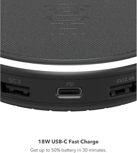 Halo Wireless Hub - مركز شحن لاسلكي عالمي مع منافذ USB-A وUSB-C للأجهزة التي تدعم Qi وأجهزة USB - أحمر الخدود (801106798) in Kuwait
