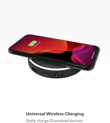 Halo Wireless Hub - مركز شحن لاسلكي عالمي مع منافذ USB-A وUSB-C للأجهزة التي تدعم Qi وأجهزة USB - أحمر الخدود (801106798) in Kuwait