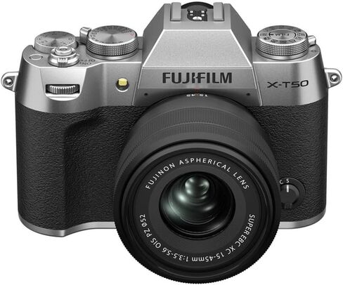 هيكل كاميرا Fujifilm X-T50 بدون مرآة مع مجموعة عدسات XC15-45mm F3.5-5.6 OIS PZ، فضي in Saudi Arabia