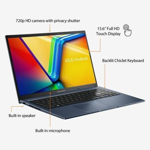 Asus Vivobook 15.6" Touch Laptop | Intel Core i7-1255U Processor | Intel Iris Xe Graphics | | Backlit | Fingerprint | 16GB RAM | 512GB SSD | Windows 11 Home | Bundle with Stylus Pen in Saudi Arabia