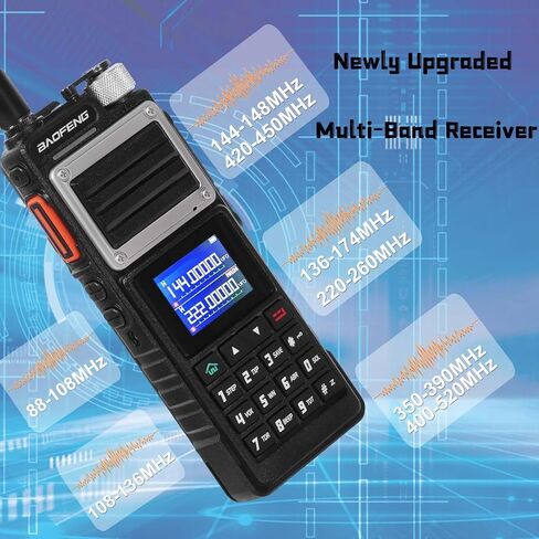 راديو BAOFENG UV25M ثلاثي الموجات محمول باليد طويل المدى لاسلكي عالي الطاقة 5200 مللي أمبير في الساعة راديو تكتيكي مع مطابقة التردد، NOAA، USB-C، 999CH، هوائي ثلاثي الموجات للتخييم والمشي لمسافات طويلة in Saudi Arabia
