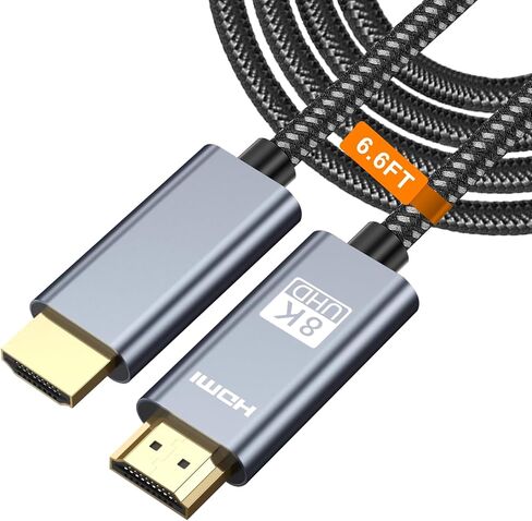 كابل UCEC 8K HDMI إلى HDMI بطول 6 أقدام، كابل HDMI عالي السرعة 48 جيجابت في الثانية 2.1، سلك HDMI نايلون مضفر 6.6 قدم، 8K@60 هرتز 4K@120 هرتز 144 هرتز ديناميكي HDR UHD 1080P 3D eARC متوافق مع PS5 PS4 كمبيوتر محمول تلفزيون الكمبيوتر in Kuwait