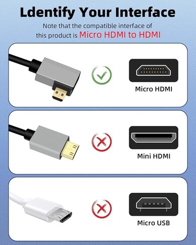 GELRHONR Coiled Micro HDMI to HDMI Cable 4k, Short Micro HDMI Cable Male to Male Spring Flexible Thin Cord, 90 Degree Micro HDMI to HDMI 18Gbps 3D 4K@60Hz, for Camera Video Capture Card (Left Angle) in Saudi Arabia