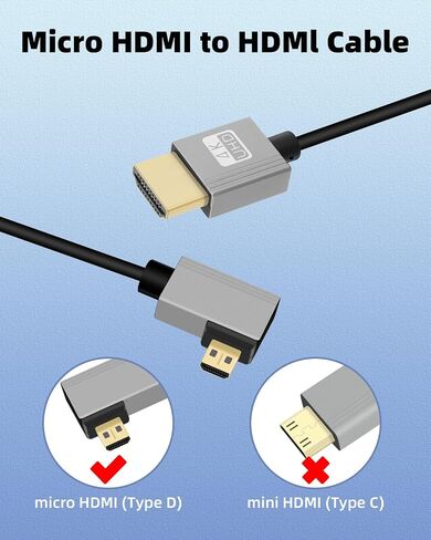 GELRHONR Coiled Micro HDMI to HDMI Cable 4k, Short Micro HDMI Cable Male to Male Spring Flexible Thin Cord, 90 Degree Micro HDMI to HDMI 18Gbps 3D 4K@60Hz, for Camera Video Capture Card (Left Angle) in Saudi Arabia
