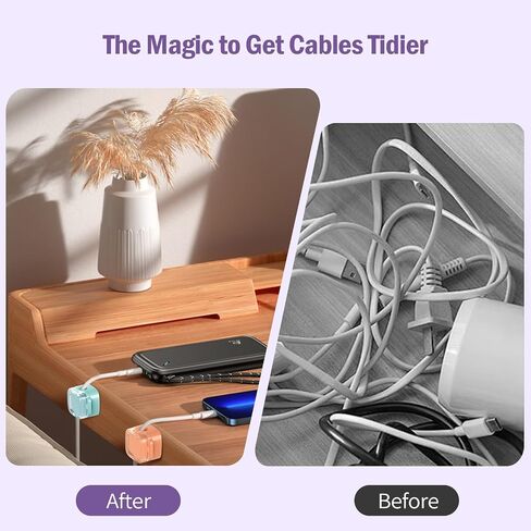 TiMOVO Magnetic Cable Clips,6 Pack Adhesive Cord Organizer for Desk Cable, Crystal Multi-Color Wire Cord Holder,Phone USB Charger Cable Holder for Desk Car Nightstand,White in Saudi Arabia