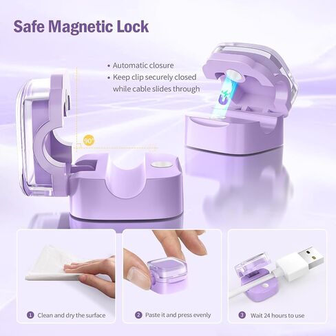TiMOVO Magnetic Cable Clips,6 Pack Adhesive Cord Organizer for Desk Cable, Crystal Multi-Color Wire Cord Holder,Phone USB Charger Cable Holder for Desk Car Nightstand,White in Saudi Arabia