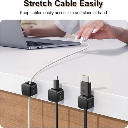 TiMOVO Magnetic Cable Clips,6 Pack Adhesive Cord Organizer for Desk Cable, Crystal Multi-Color Wire Cord Holder,Phone USB Charger Cable Holder for Desk Car Nightstand,White in Saudi Arabia