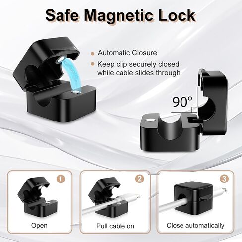TiMOVO Magnetic Cable Clips,6 Pack Adhesive Cord Organizer for Desk Cable, Crystal Multi-Color Wire Cord Holder,Phone USB Charger Cable Holder for Desk Car Nightstand,White in Saudi Arabia