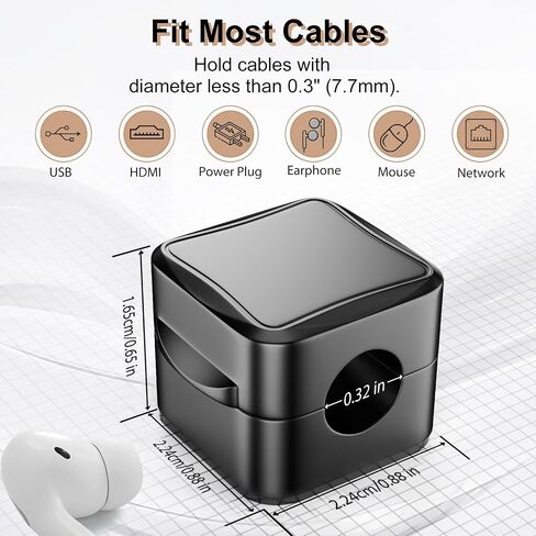 TiMOVO Magnetic Cable Clips,6 Pack Adhesive Cord Organizer for Desk Cable, Crystal Multi-Color Wire Cord Holder,Phone USB Charger Cable Holder for Desk Car Nightstand,White in Saudi Arabia