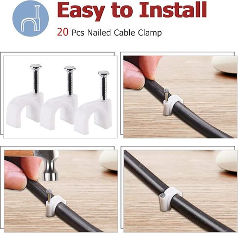 مشابك كابلات لاصقة من Punasi، منظم سلك 80 قطعة لإدارة الكابلات، مشابك أسلاك حائط صغيرة للجدار، السيارة، تحت المكتب، كابل USB، أضواء عيد الميلاد، كاميرا داش، إيثرنت، أسلاك كهربائية (أسود) in Kuwait