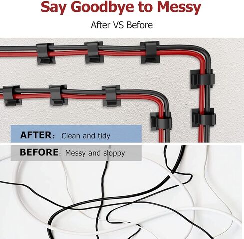 مشابك كابلات لاصقة من Punasi، منظم سلك 80 قطعة لإدارة الكابلات، مشابك أسلاك حائط صغيرة للجدار، السيارة، تحت المكتب، كابل USB، أضواء عيد الميلاد، كاميرا داش، إيثرنت، أسلاك كهربائية (أسود) in Kuwait