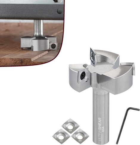 Slab Flattening Router Bit Kit with Extra Inserts, Spoilboard Surfacing Bit with Replaceable 4-Sided Carbide Inserts That Rotate, 1/2" SH | 2" CD in Saudi Arabia