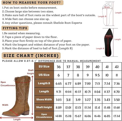 أحذية SheSole واسعة الساق لرعاة البقر راعية البقر للنساء أحذية غربية بنية مطرزة in Kuwait