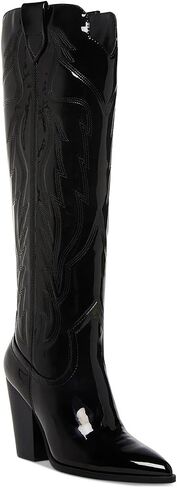 حذاء Steve Madden النسائي من الجلد Tessy Cowboy، حذاء غربي أسود 9 متوسط ​​(B,M) in Saudi Arabia