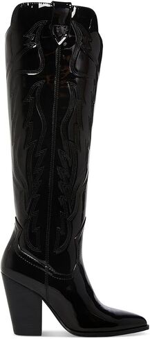 حذاء Steve Madden النسائي من الجلد Tessy Cowboy، حذاء غربي أسود 9 متوسط ​​(B,M) in Saudi Arabia