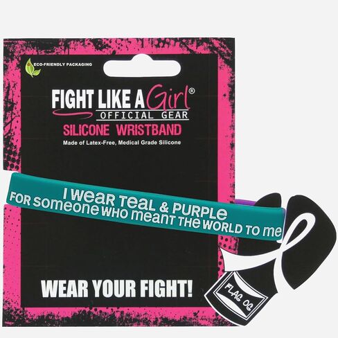 سوار معصم من السيليكون للتوعية والوقاية من الانتحار (10 عبوات) Fight Like a Girl I Wear باللون الأزرق المخضر والأرجواني لشخص يعني العالم بالنسبة لي in Kuwait