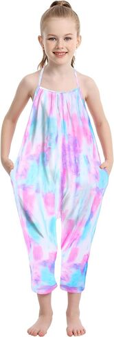 Girls Jumpsuit Baby Kids One-piece Halter Romper Pants Summer Backless Outfits with Pockets in Kuwait