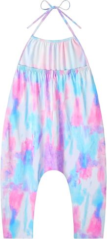 Girls Jumpsuit Baby Kids One-piece Halter Romper Pants Summer Backless Outfits with Pockets in Kuwait