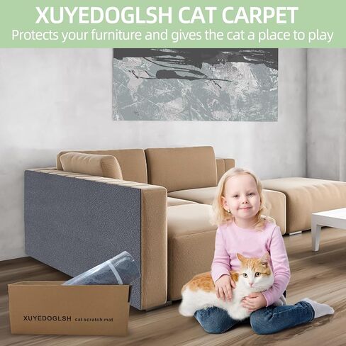 Cat Scratch Mat，Cat Scratch Carpet Trimmable Self-Adhesive Cat Scratch Pad,Decorative Cat Tree Shelf，Cat Wall，Cat Scratching Post,Cat Couch Protector 78.7"x15.8" in Saudi Arabia