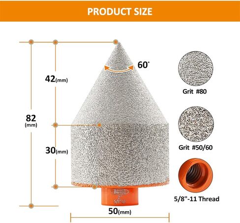 Diamond Beveling Chamfer Bit - Diamond Finger Milling Bits 20mm with 5/8"-11 thread for Enlarging, Polishing - Beveling The Holes for Marble Granite Ceramic in Kuwait