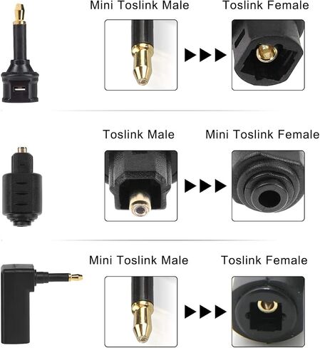 محول قابس رقمي من الألياف الضوئية Toslink إلى 3.5 مم جاك Mini Toslink، موصل صوت بصري من أنثى إلى ذكر صغير، محول زاوية قائمة 90 درجة لكابل Toslink وكابل Toslink الصغير، 6 قطع in Saudi Arabia