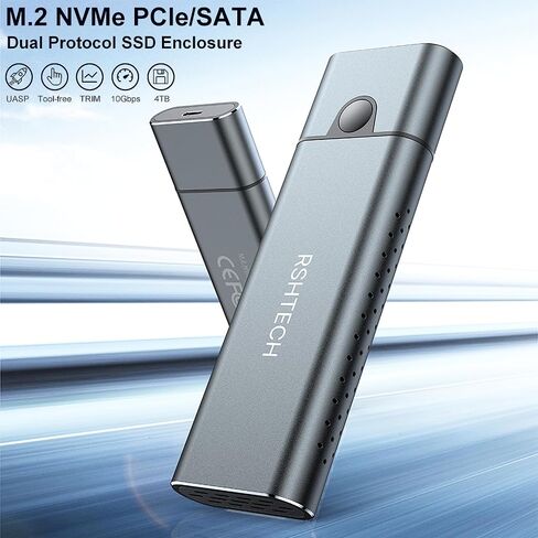 محول حاوية M.2 NGFF & NVMe SATA SSD USB 3.2 Gen 2 بسرعة 10 جيجابت في الثانية، حاوية محرك أقراص خارجي من الألومنيوم، متوافق مع PCIe/SATA، مفتاح M (مفتاح B+M)، كابل USB-A/USB-C (30 سم) لـ 2230 /2242/2260/2280 SSD in Saudi Arabia