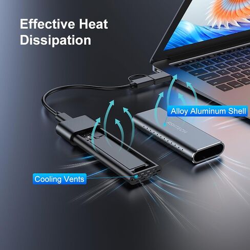 محول حاوية M.2 NGFF & NVMe SATA SSD USB 3.2 Gen 2 بسرعة 10 جيجابت في الثانية، حاوية محرك أقراص خارجي من الألومنيوم، متوافق مع PCIe/SATA، مفتاح M (مفتاح B+M)، كابل USB-A/USB-C (30 سم) لـ 2230 /2242/2260/2280 SSD in Saudi Arabia