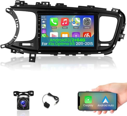 [2+64G] Android 13 Car Radio for Kia Optima K5 2011-2015 - Wireless Carplay and Android Auto - 9 Inch Touchscreen Car Stereo with Multiple UI Themes/GPS Navi/WiFi/SWC + AHD Backup Camera in Saudi Arabia