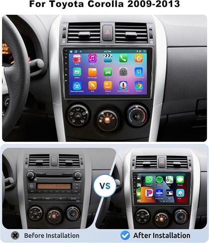 [8 CORE 6G+128G] Car Radio for Toyota Corolla 2009-2013 with Wireless Carplay/Android Auto, 9 Inch Android 13 IPS Touch Screen Car Stereo, Bluetooth, GPS Navi, WiFi, SWC, DSP + Backup Camera in Saudi Arabia