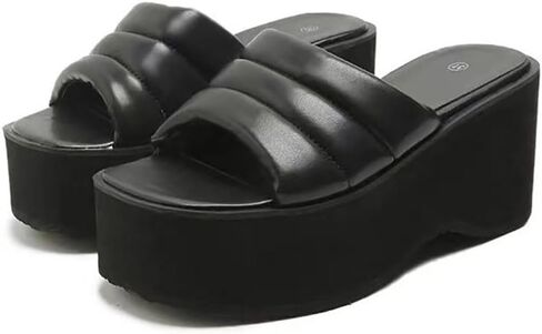 Ulalaza Women Platform Mary Jane Wedge Bat Heart Chain Sandals Open Toe Ankle Gothic Lolita Platform Dress Pumps Shoes Chunky Platform Shoes Patent Leather Dress Shoes in Saudi Arabia