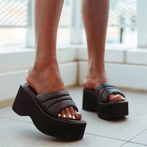 Ulalaza Women Platform Mary Jane Wedge Bat Heart Chain Sandals Open Toe Ankle Gothic Lolita Platform Dress Pumps Shoes Chunky Platform Shoes Patent Leather Dress Shoes in Saudi Arabia