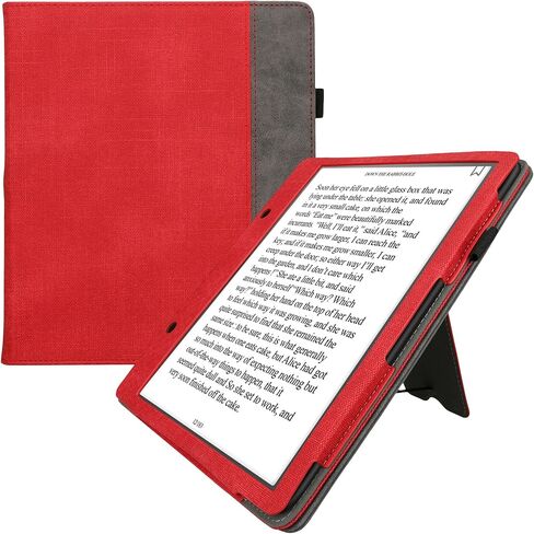 kwmobile Cover Compatible with Amazon Kindle Scribe Cover - Faux Leather/Suede Case with Stand - Red/Dark Grey in Saudi Arabia