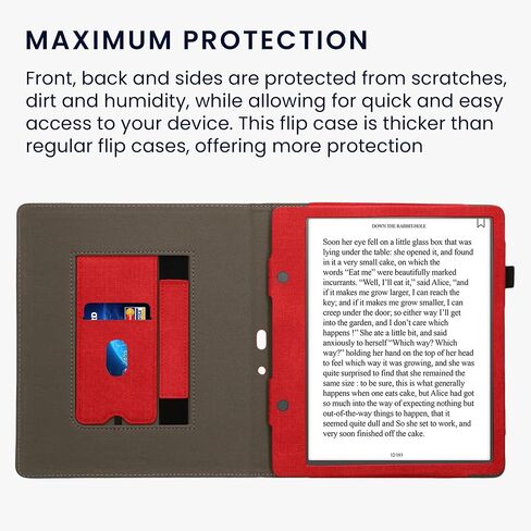 kwmobile Cover Compatible with Amazon Kindle Scribe Cover - Faux Leather/Suede Case with Stand - Red/Dark Grey in Saudi Arabia