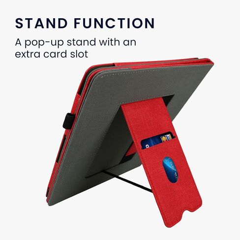 kwmobile Cover Compatible with Amazon Kindle Scribe Cover - Faux Leather/Suede Case with Stand - Red/Dark Grey in Saudi Arabia